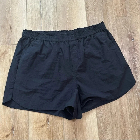 Madewell Women's Black Pull-on Cotton Shorts with Elastic Waistband Size XXL NWT - Picture 2 of 8
